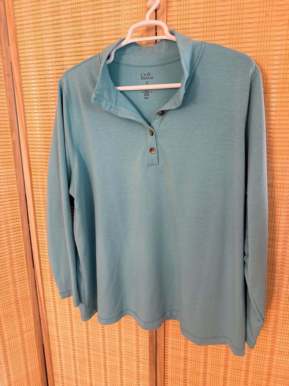 Croft & Barrow Women's Plus 3X Teal Green Long Sleeve Pullover Shirt